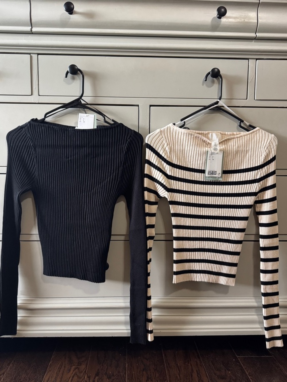 H&M Black/Black and Cream Ribbed Knit Tops (Bundle) NWT